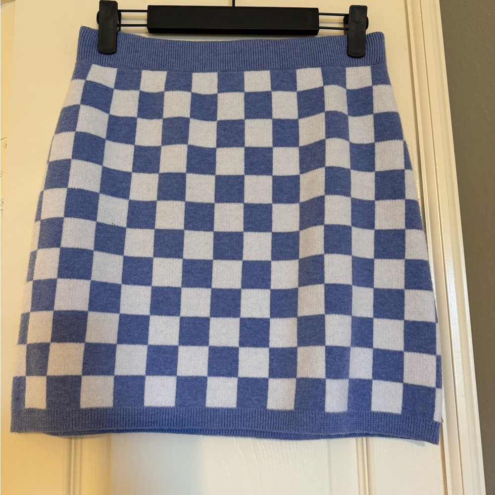 Margaux Blue and White Checkered Kids Skirt